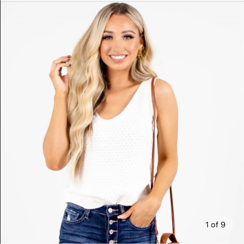 NWT White crochet summer knit tank